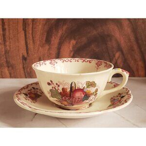 Vintage Mason Ironstone China fruit Basket England Tea Cup and Saucer Set